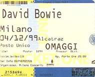 David Bowie hours tour alcatraz milano 4 dicembre 1999 biglietto