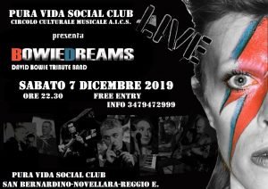 Bowie Dreams Novellara eventi dicembre 2019 David Bowie
