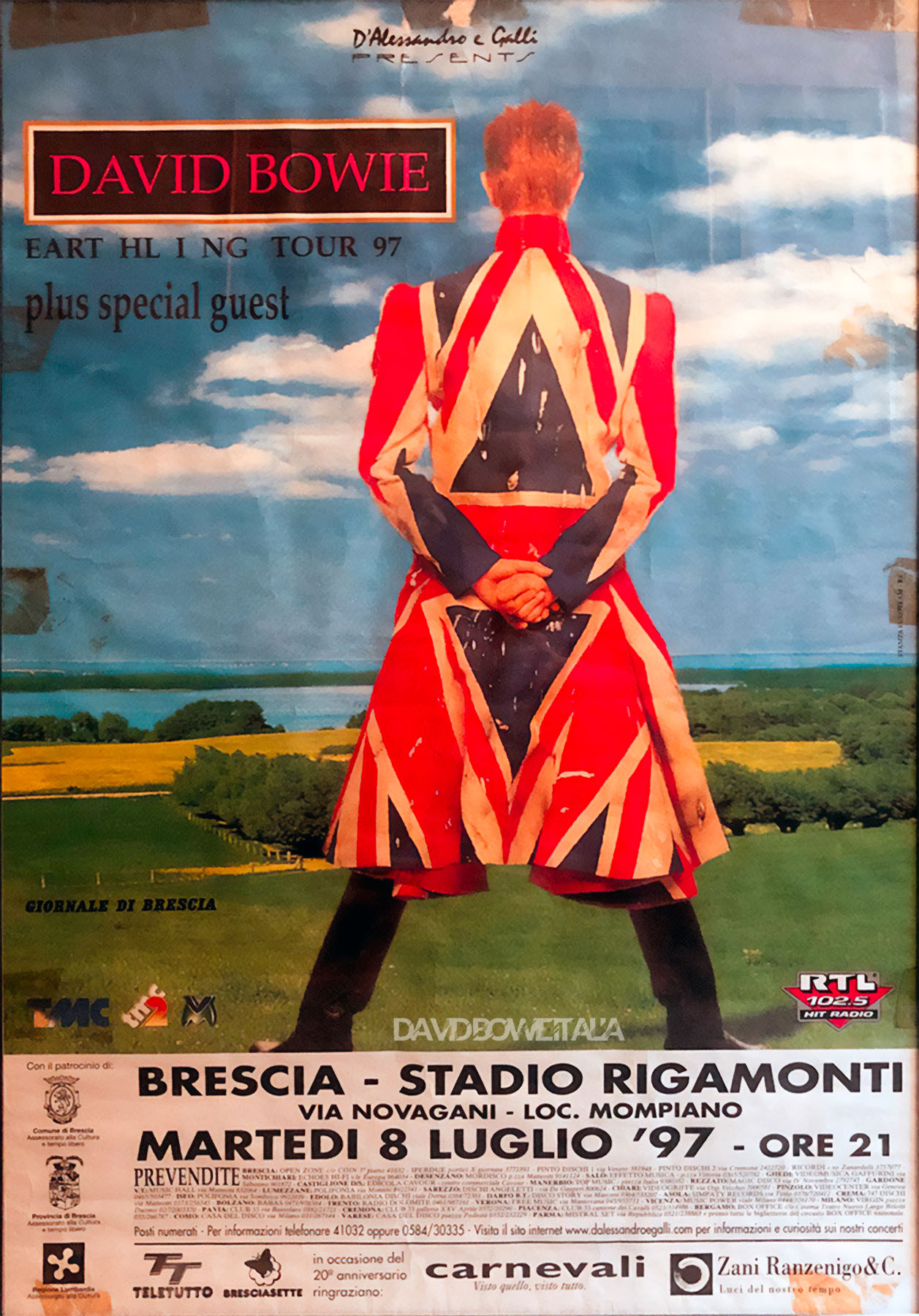 David Bowie Earthling Tour Brescia 8 luglio 1997 Locandina