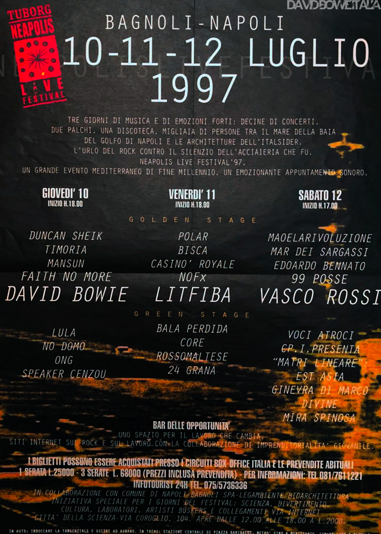 David Bowie Earthling Tour Napoli Bagnoli 10 luglio 1997 locandina 2