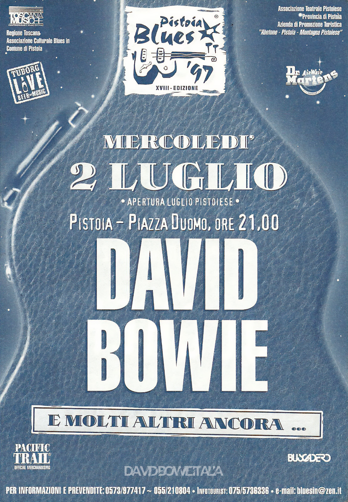 David Bowie Earthling Tour Pistoia 2 Luglio 1997 Locandina 2