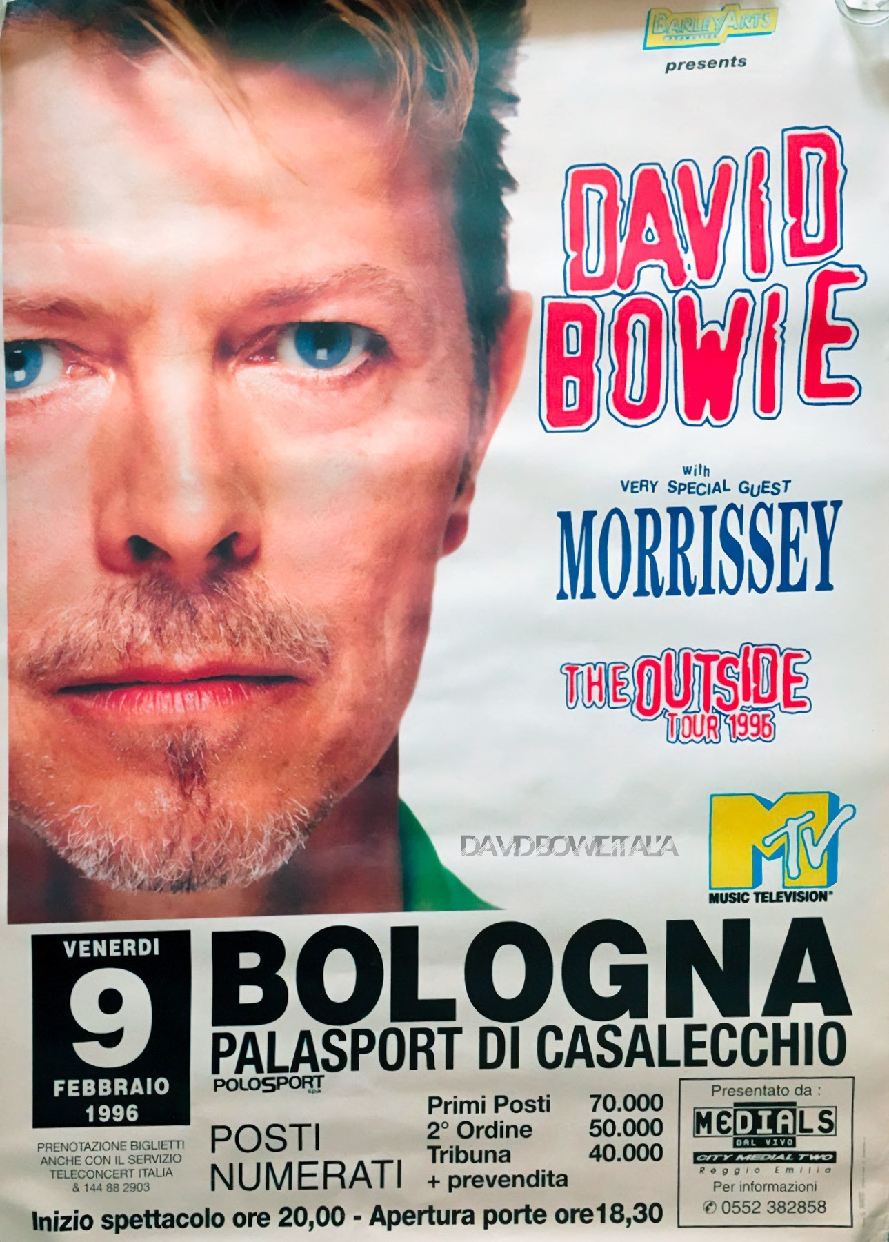 David Bowie Outside Tour Bologna 1996 Poster