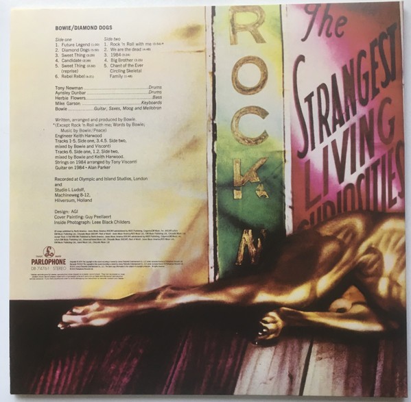 Diamond Dogs: ululati dal futuro 138 Diamond Dogs, vinile del 2016: il retro della copertina