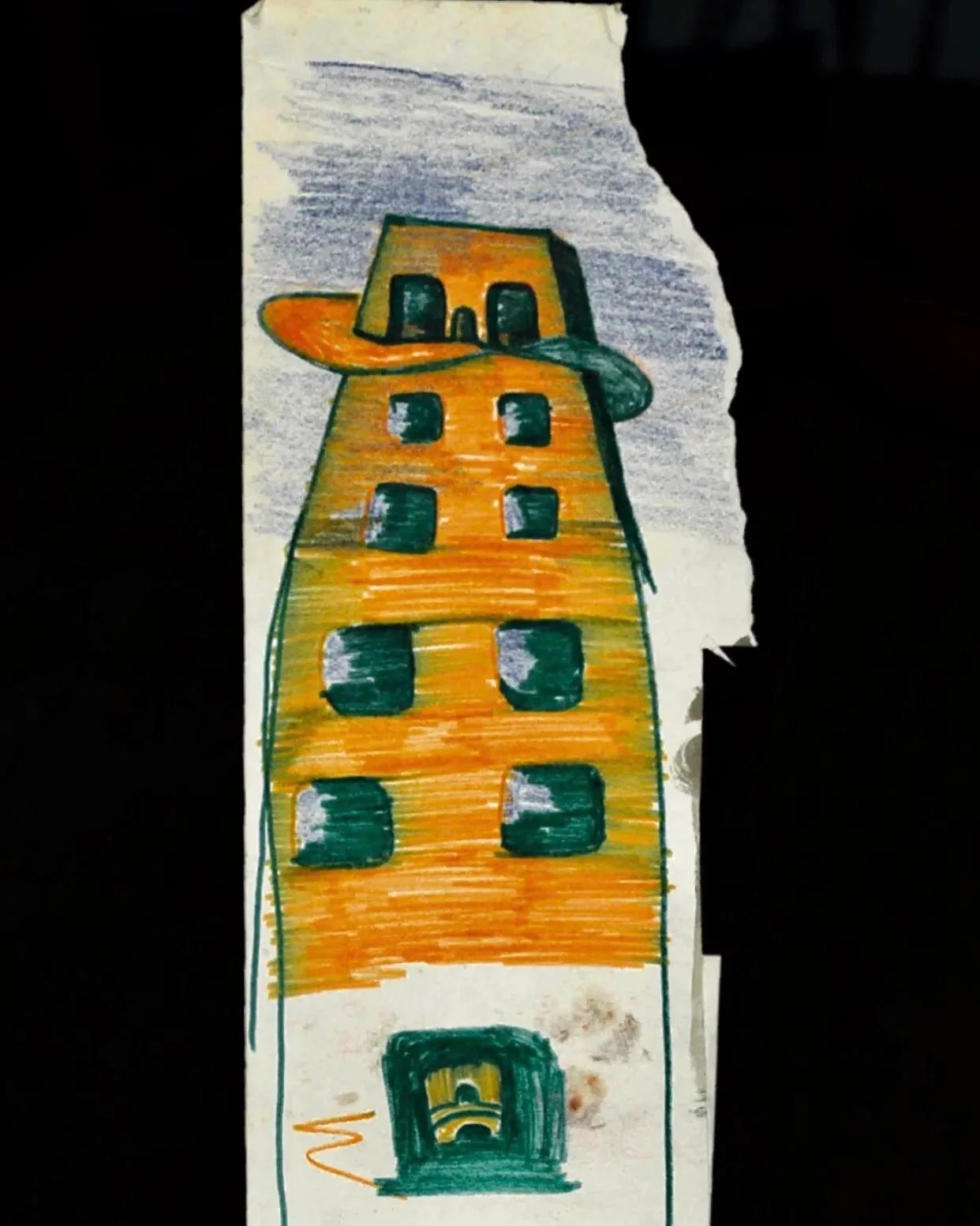 Diamond Dogs: ululati dal futuro 95 Disegno a colori di David Bowie di un palazzo di Hunger City per il film di Diamond Dogs