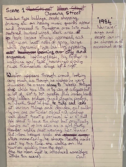 Diamond Dogs: ululati dal futuro 100 Pagina manoscritta di David Bowie con la prima scena del musical tratto da 1984