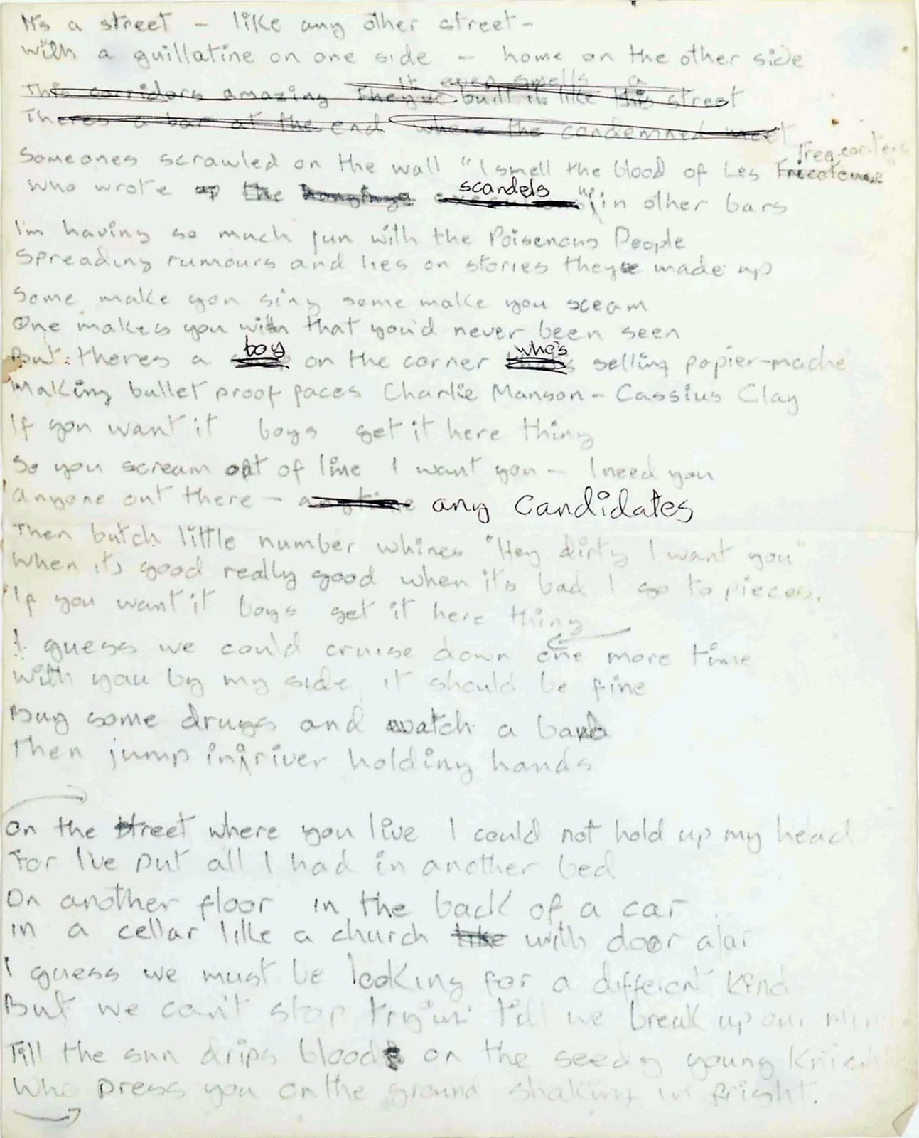 Diamond Dogs: ululati dal futuro 49 Seconda pagina del manoscritto della suite Sweet Thing / Candidate di David Bowie